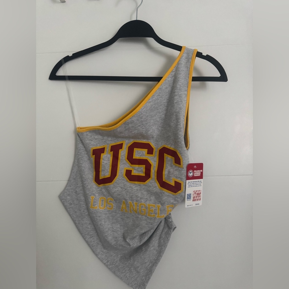 USC (University of Southern California)  One-Shoulder Gray Top